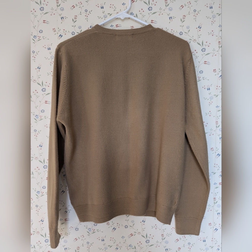 Vintage Carolyn Taylor Cardigan M Mocha Tan Shell Buttons Sweater Gramma Core - Picture 2 of 10
